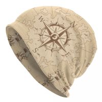 Vintage Pirates Map Bonnet Hats Hip Hop Knitting Hat For Men Women Winter Warm Nautical Compass Sailor Skullies Beanies Caps