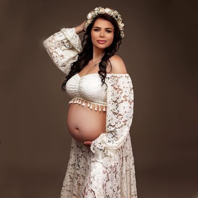 2ใน1 Boho การถ่ายภาพการคลอดบุตรชุดเดรสแต่งกายโบฮีเมียนถ่ายภาพการตั้งครรภ์ชุดยาวชุดเดรสผู้หญิงท้อง