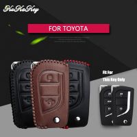 lujie Leather Car Key Cover For Toyota Camry 2017 RAV4 Hybrid Prado Aygo Highlander Hilux Yaris Key Case Car Interior Accessories