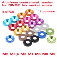 10pcs/lot aluminum washer m2 m2.5 M3 M4 M5 M6 M8 colourful Anodized Countersunk Head Bolt Washers Gasket Nails  Screws Fasteners