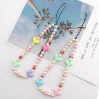 [COD] new acrylic love mobile phone chain diy accessories handmade beaded resin pearl bead bracelet