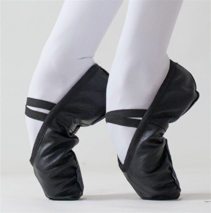 คุณภาพสูงราคาถูกสำหรับใส่เต้นเล่นโยคะสีดำสีชมพูสำหรับเด็กผู้หญิงรองเท้าบัลเลต์หนังหมู