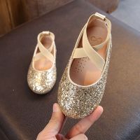 hot【DT】 Ballet Flats Baby Shoes Glitter Children Gold 3-12 years Kids