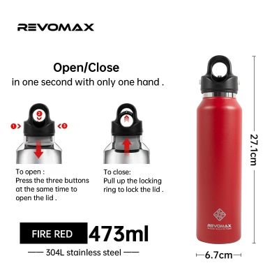 Revomax สแตนเลสสตีลสุญญากาศแก้วเก็บความร้อนสำหรับเดินทางแก้วขนาด16ออนซ์ขวดใส่น้ำภาชนะขวดเก็บความร้อน