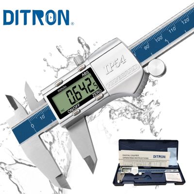DITRON คาลิเปอร์ดิจิตอลกันน้ำ IP54 300มม. โลหะเหล็กสแตนเลสสตีลเครื่องมือวัดด้วยมือแบบอิเล็กทรอนิกส์