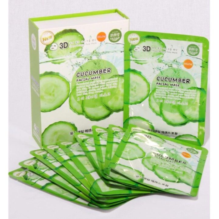 มาส์คหน้า-เกาหลี-แตงกวา-east-skin-3d-make-cucumber-แผ่นมาส์กหน้า-แผ่นมาร์คหน้าแตงกวา-แผ่นมาส์กหน้าสูตรชุ่มชื่น-1กล่อง-10-ชิ้น