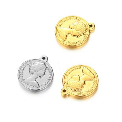 【CW】♕  5Pcs Gold Color Medal Coin Charms for Necklace Pendants Jewelry Findings