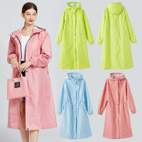 Casaco De Chuva Longo Feminino Casaco De Chuva Trench Poncho Feminino Meninas Rainwear Jaqueta Punhos Elásticos Tamanho L Xl 2xl