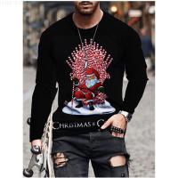 Men Long Sleeve T-shirts Autumn Long Sleeve O-neck Casual Tops Oversized 3d Print Tshirts Art Cartoon Christmas Series T-shirt trendy