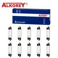 Alkorey 10ชิ้น12V C5W 5W ไฟสัญญาณ36มม. 39มม. 41มม. หลอดไฟฮาโลเจนไฟโดมอ่านหนังสือภายในรถยนต์