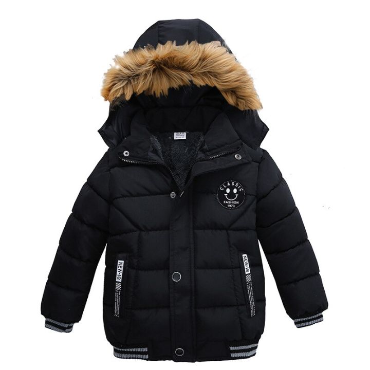 Autumn Winter Keep Warm Hooded Boys Jacket Fashion Fur Collar Heavy ...