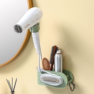 ❂♂□ Wall Mounted Plastic Bathroom Organizer Rotateable Hair Dryer Holder Toilet Blower Storage Rack Hotel Punchless Bracket Supplies