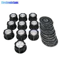 10set 20pcs MF-A03 A03 Dial Knob WTH118 Adjustable Rotate Button Potentiometer Control Knobs 0-100 Scale Plate Sheet Scale