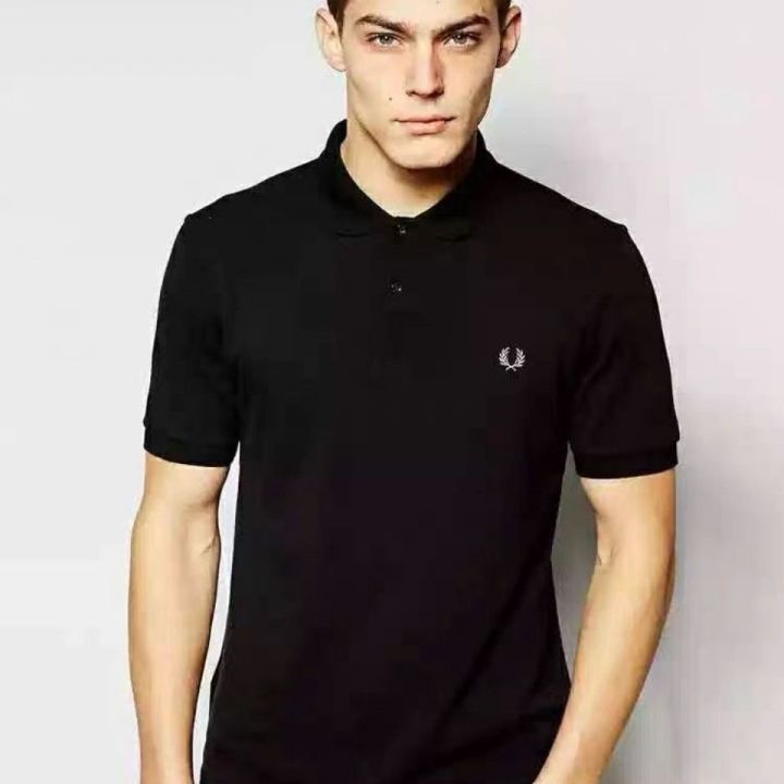 fred-perry-fred-perry-เสื้อยืดลายหูข้าวสาลีปักปกเสื้อแขนสั้นผู้ชายเสื้อโปโลธุรกิจลำลองแฟชั่นของผู้ชาย