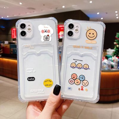 เคสการ์ตูนกันกระแทกสำหรับ Compatible for iPhone 13 12 XR X XS 7 8 ช่องเสียบการ์ดโทรศัพท์