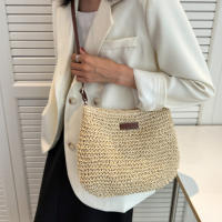 QianXing Shop Ladies Fashion Summer Straw Crossbody Bag Women Beach Shopping Woven Shoulder Handbag Messenger Purses For Women Bags