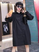 XITAO Dress Fashion Full Sleeve Casual Black Shirt Dress