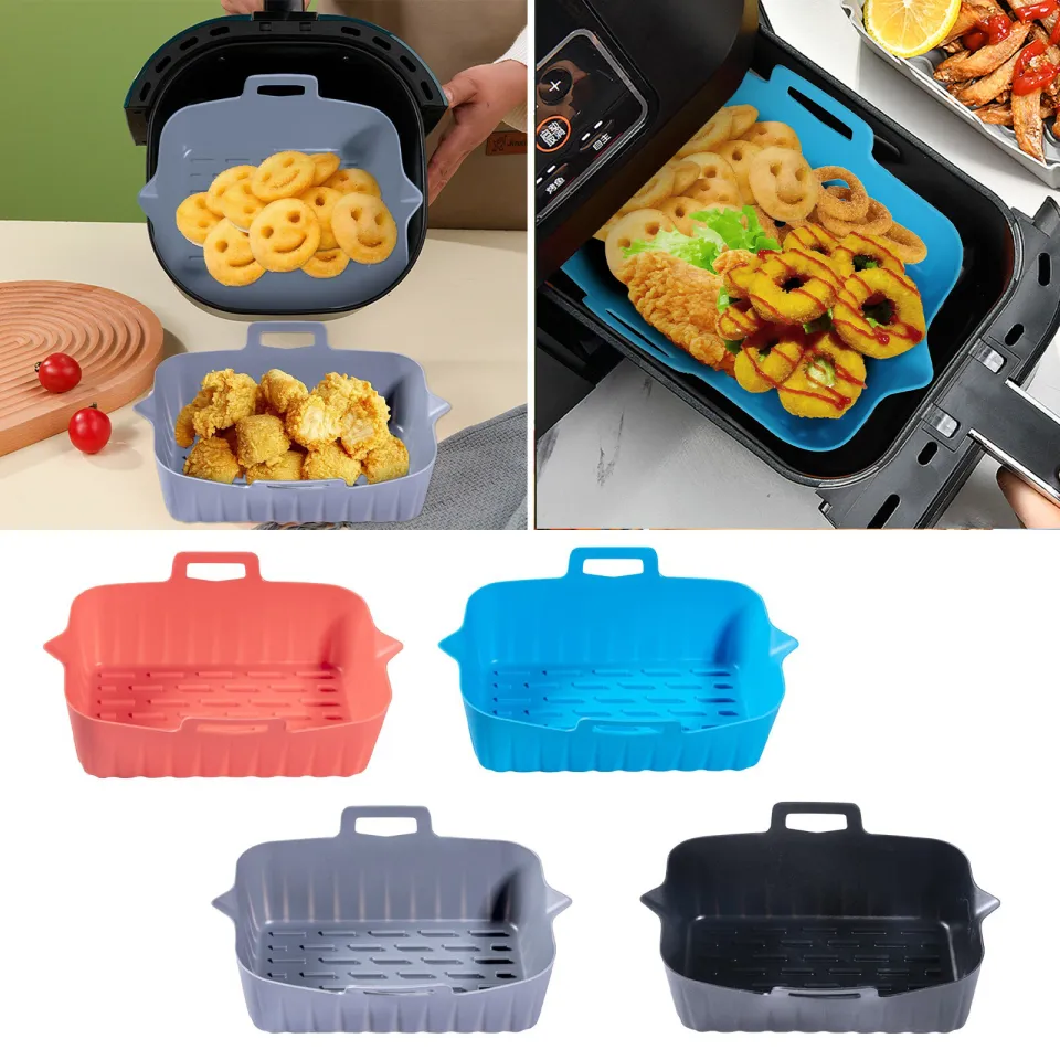 2PCS Air Fryer Silicone Tray Rectangle Oven Baking Tray Basket Liner Insert  Dish