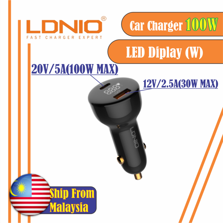 LDNIO CAR CHARGER C101 100W DUAL PORT QC4+ TYPEC PD + QC3.0 FAST