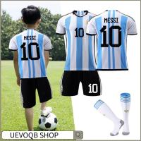 UEVOQB SHOP 3 Piece ระบายอากาศได้ระบายอากาศ ชุดเสื้อฟุตบอล โพลีเอสเตอร์ No.10 เสื้อสำหรับเด็ก ของใหม่ ชุดยูนิฟอร์มฟุตบอล เด็กๆเด็กๆ