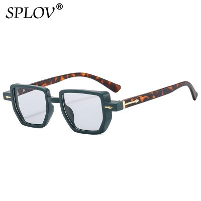【lz】✕♝﹉  Óculos de sol quadrados pequenos para mulheres e homens Vintage Punk Driving Sun Glasses rebites Polygon Eyewear Gradient Shades UV400 nova moda