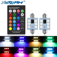 C5W Xstorm Led 31มม. 36มม. 39มม. 41มม. C10W Festoen Rgb โคมไฟภายในรถโคมไฟประตูการอ่านรูปทรงกลม12V พร้อมรีโมทคอนโทรล