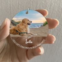 【CW】✲☽  Custom Memorial Photo KeychainDog Name Ornament KeyringYou Left Prints Our HeartPet Loss