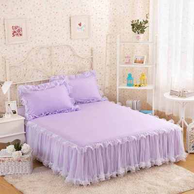 WhitePinkPurple Lace Bed Skirt Princess Bedding King Queen Solid Color 13pcs Bedspreads For Girls Bed Sheet Set Pillowcases
