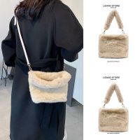 Large-capacity furry fluffy bag women 2023 new trendy fashion all-match niche Japanese and Korean Messenger handbag 【BYUE】