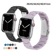 ☂♕✒ PC Watch Band สำหรับ Apple Watch 7 6 8 5 4 SE รูปแบบคาร์บอนไฟเบอร์สร้อยข้อมือสำหรับ Iwatch 40 มม. 41 มม. 44 มม. 45 มม. 49 มม. 38/42 มม.