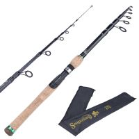 ETXSougayilang New Telescopic Lure Rod 1.8M 2.1M 2.4M 2.7M Carbon Fiber Cork Wood Handle Spinning Rod Fishing Pole Tackle