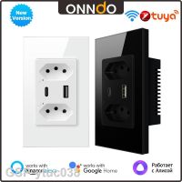 2023ytuc038 ONNDO Tuya WFi/zigbee บราซิลผนังกับ USB พอร์ต Y/type C ทำงานสำหรับบ้าน Alexa