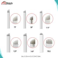 50 PCS Microblading Tebori Blades Tattoo Needles Permanent Makeup Agujas 7 12 14 16 18 21 Manual Eyebrow Blades Dia 0.25MM EXP