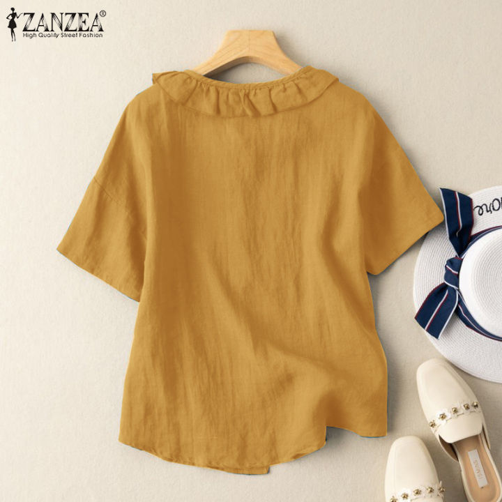 manbei-zanzea-ผู้หญิงผ้าฝ้ายผ้าลินินฤดูร้อนเสื้อแขนสั้นเสื้อนัวเนียขนาดบวก-2