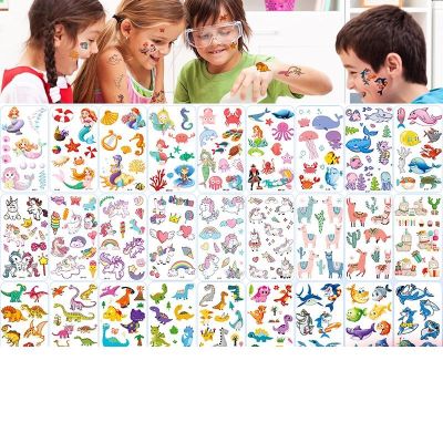 hot！【DT】☈♕❏  10 Pack Fake Stickers Cartoon Temporary Tattoos Kids Arms Collection Unicorn Animals