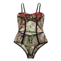 ZZOOI  Lingerie Babydoll Sexy Bra  Bodysuit Women Lingerie Hollow Bodysuit Floral Embroidered Backless Jumpsuit Sleepwear