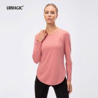 Loose T-shirt Sunscreen Sportswear Women Shirt Split Long Sleeve Women Yoga Suit Yoga Gym Sport Top Loose UV Protection