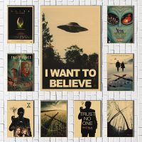 Sumanssa Ideal Home Decor: X-Files TV Series โปสเตอร์วินเทจ,ผ้าใบคราฟท์ที่ไม่ซ้ำกันผนังศิลปะ