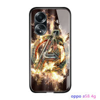 GGK เคสสำหรับ OPPO A58 4G หรูหรากันกระแทก Marvl The Avengers Superhero Spiderman เคสโทรศัพท์กัปตันอเมริกาไอรอนแมนเคสด้านหลังกระจกเทมเปอร์