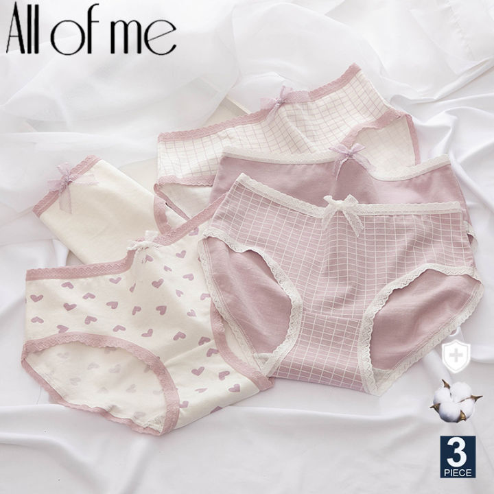 Allofme 3PCS/Set M-XL Women Panties Cotton's Underwear Girls Cute