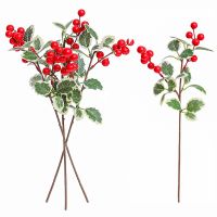 Artificial Red Berries Stems, 40cm Berry Branches for Home Holiday Wedding DIY Christmas Tree Wreath Flower Decor