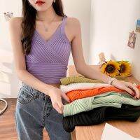 [COD] 2022 summer new style outerwear sexy pit strip camisole slim fit cropped sweater top women