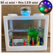 Combo bể cá mini cho betta và đèn LED mini dạng nến trang trí bể cá thủy