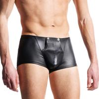 Mens Black patent leather boxer briefs soft Underwear bulge Pouch Underpants Plus Size Sexy Men Boxers