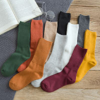 Autumn new womens Harajuku retro colorful high quality fashion cotton color casual socks