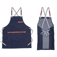 New Adjustable Denim Baking Kitchen Aprons for Woman Man Chef Cooking Uniform Restaurant Coffee Shop Work Bib M-L Size