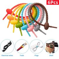 6Pcs Cable Zip Ties Silicone Self Locking Wire Cord Winder Organizer 150mm 180mm 215mm Multi-use Home Office Cable Management Cable Management
