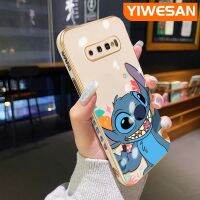 YIWESAN เคส S10ปลอกสำหรับ Samsung พลัส S9พลัสเคสการ์ตูนสติทช์บางเคสโทรศัพท์ชุบหรูหรารูปแบบขอบสี่เหลี่ยมใหม่เคสซิลิโคนกันกระแทกคลุมทั้งหมดป้องกันเลนส์กล้อง