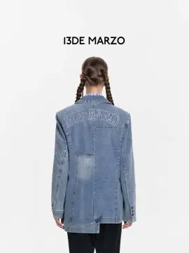 13de Marzo Floral Embroidered Denim Jacket White