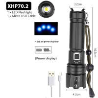 2021คริสต์มาสของขวัญXHP90.2 XLamp Ultraที่มีประสิทธิภาพ18650ไฟฉายLED USBชาร์จXHP70ยุทธวิธี26650ซูมไฟฉายแคมป์ hot sell